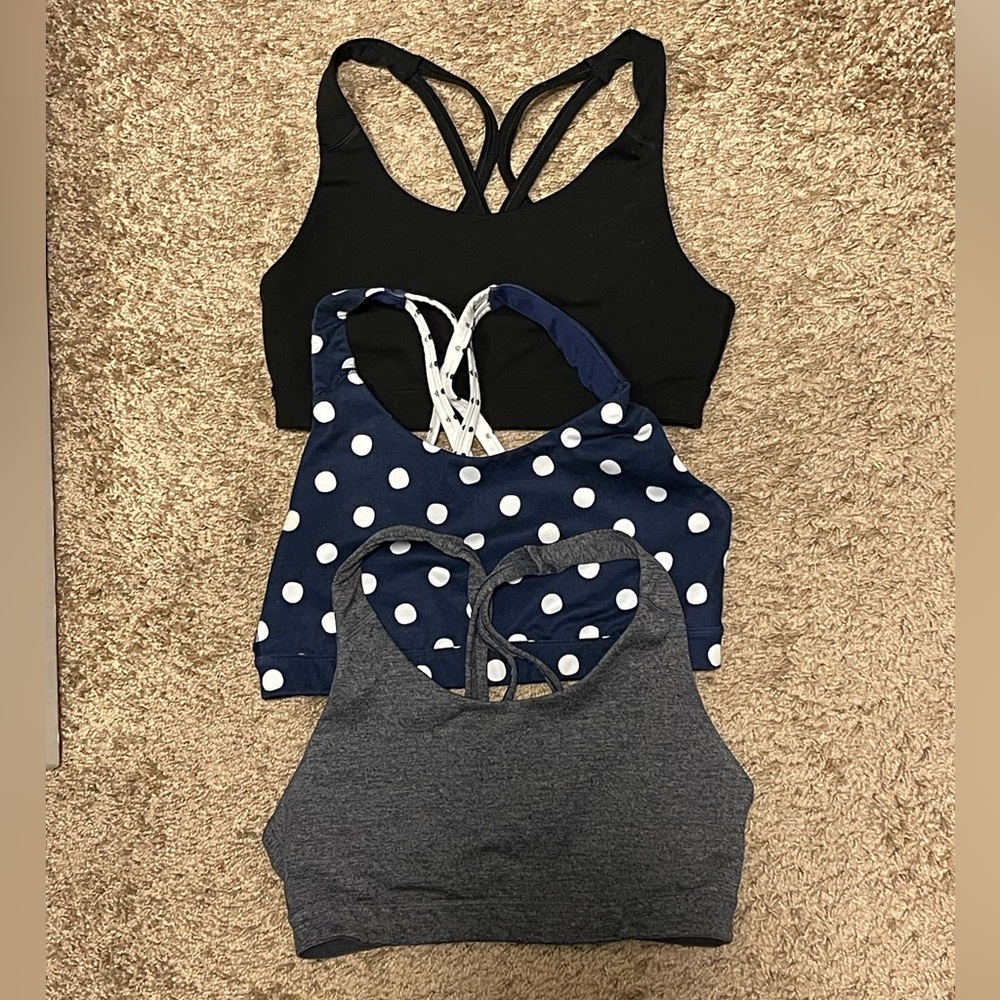 Old Navy Sports Bras - Black, Navy Polka Dot, Gray